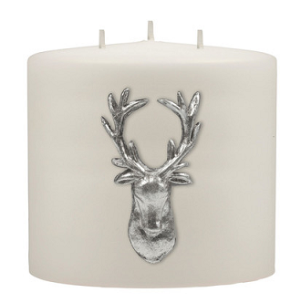 Kenneth Turner Stag Double-Headed 3 Wick Pillar Candle (White) - Parfums Raffy