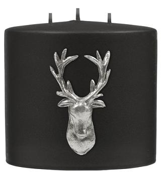 Kenneth Turner Stag Double-Headed 3 Wick Pillar Candle (Black) - Parfums Raffy